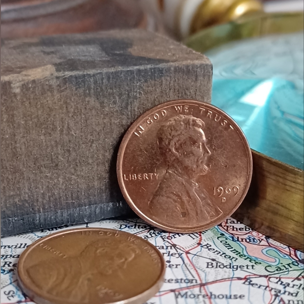 1969 D Red Lincoln Penny Red Penny One Cent Coin Money